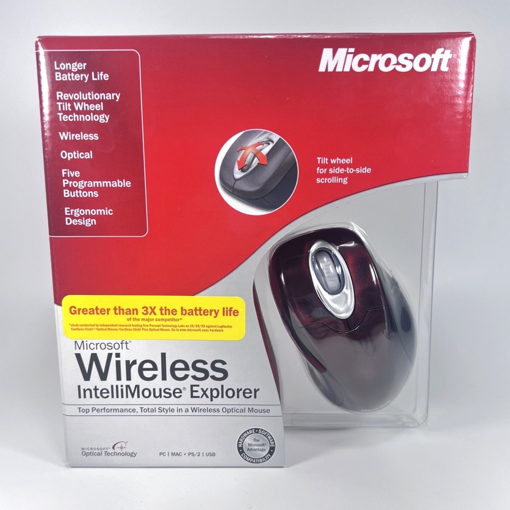 NIB Microsoft Wireless IntelliMouse Explorer M03-00069 Crimson Fire Open Box New